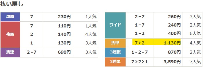 2024年5月4日東京9Rの結果