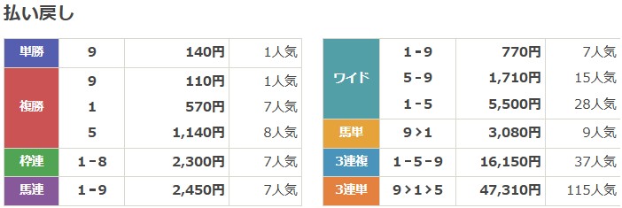 2024年6月8日京都9Rの結果