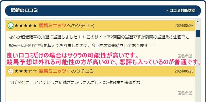 競馬予想サイトの口コミの参考例