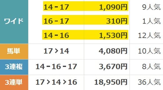 2024年10月20日新潟5Rの結果