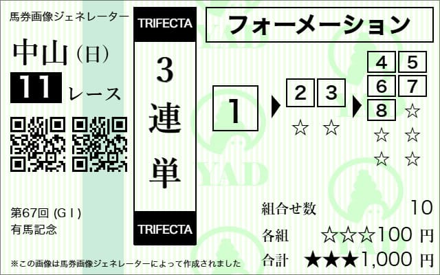 三連単フォーメーション1-2-5