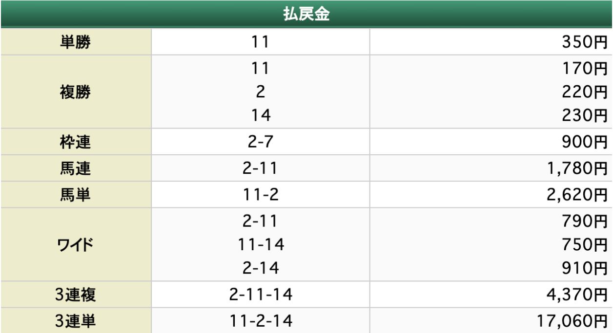 うまあど 2024年10月6日 東京11R 無料予想の買い目の結果