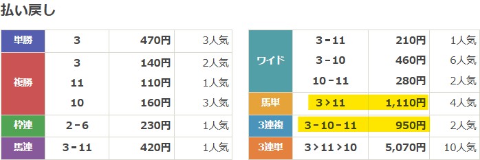 2025年5月25日東京5Rの結果