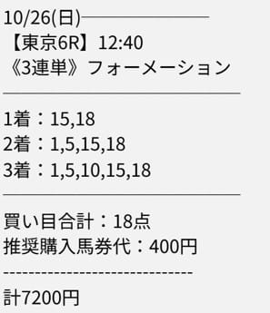 ディギン競馬 無料予想 2025年10月26日東京6R