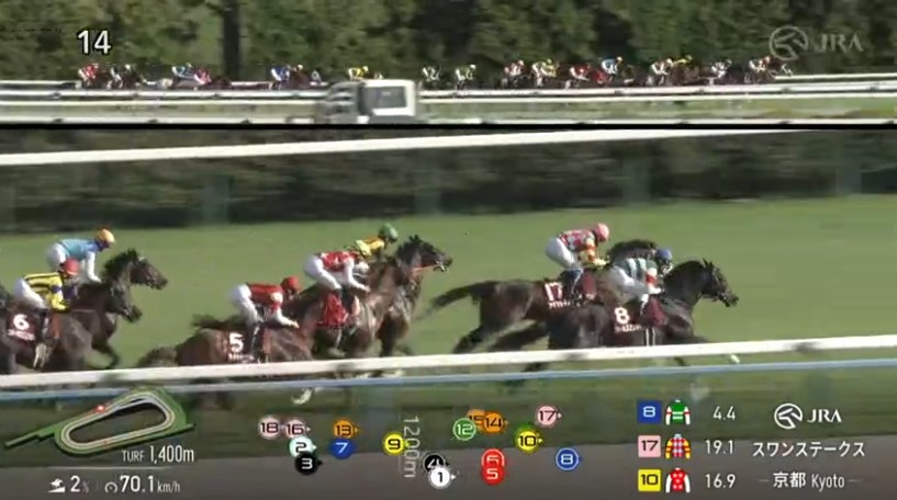 スワンステークス 中盤のレース展開画像