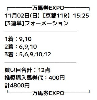 万馬券EXPO 無料予想 2025年11月02日京都11R