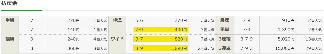 2025年11月2日東京11Rの結果