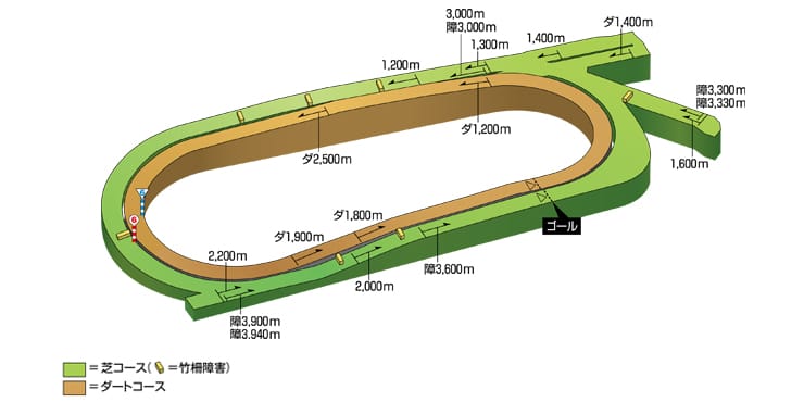 中京競馬場ダート1800mのコース画像
