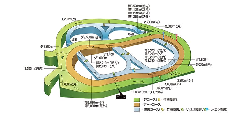 中山競馬場芝2000mのコース図