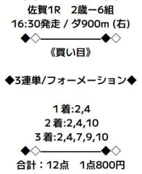 ニジュウマル 無料予想 2025年12月07日佐賀1R
