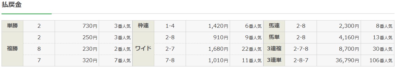 2025年12月07日中京11Rの結果