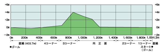 京都競馬場芝3200mコース高低差図