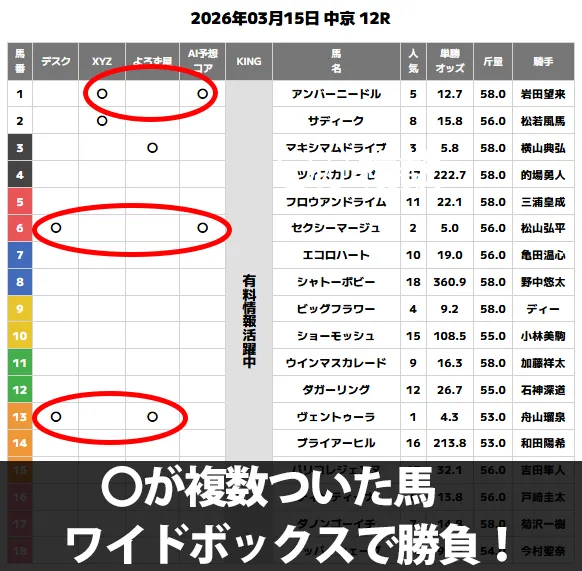 超すごい競馬 無料予想 2026年3月15日 中京12R